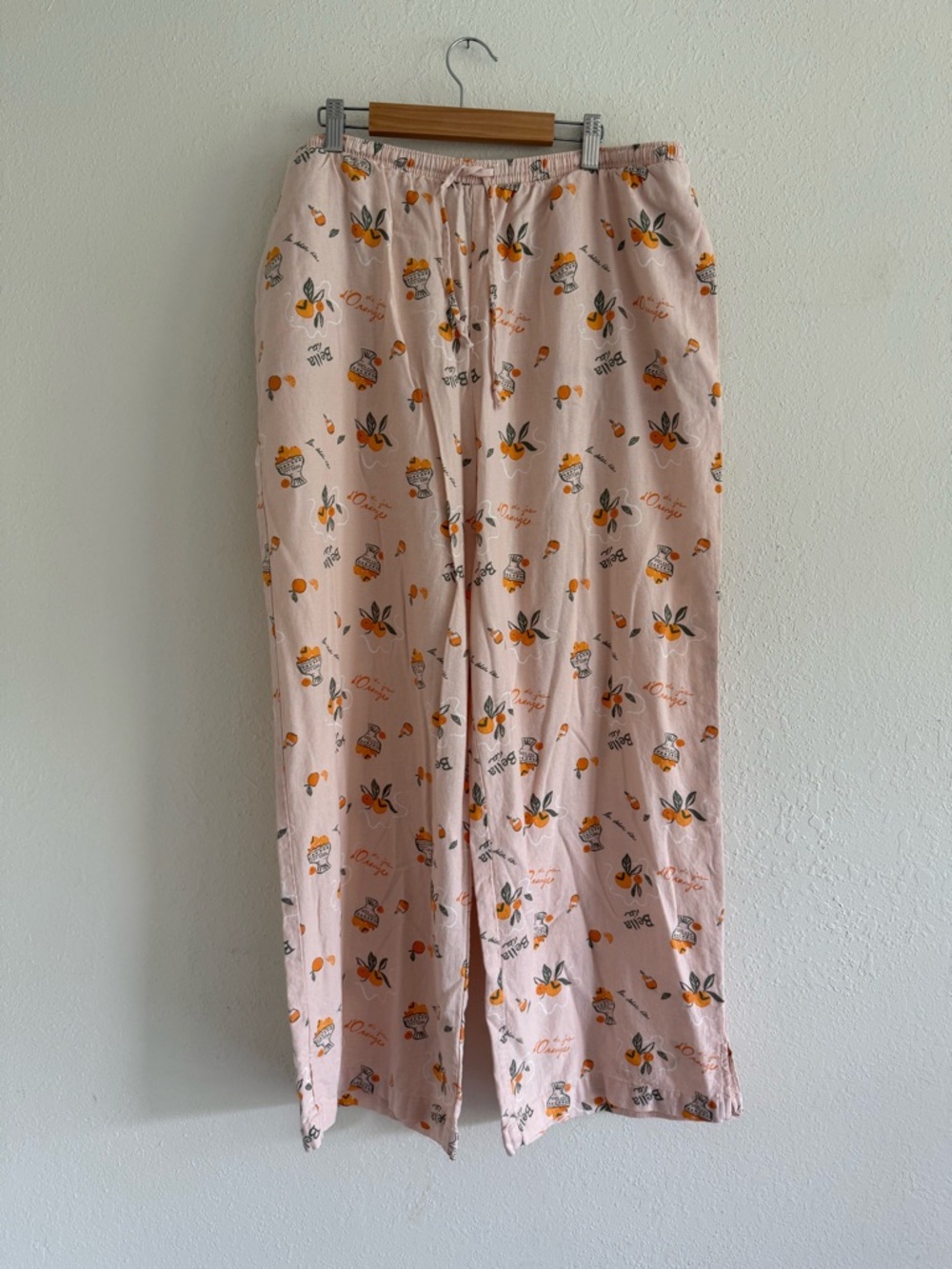 Citrus Printed Lounge Pants with Orange Motif linen and rayon blend